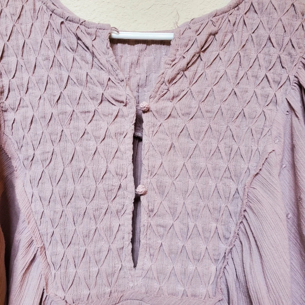 Free People Perfect Catch Lavender Pink Cotton Billowy Bodysuit.  Size Medium - Picture 6 of 10